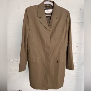 Max Mara Olive Green Basilea Wool Trench Coat size 10